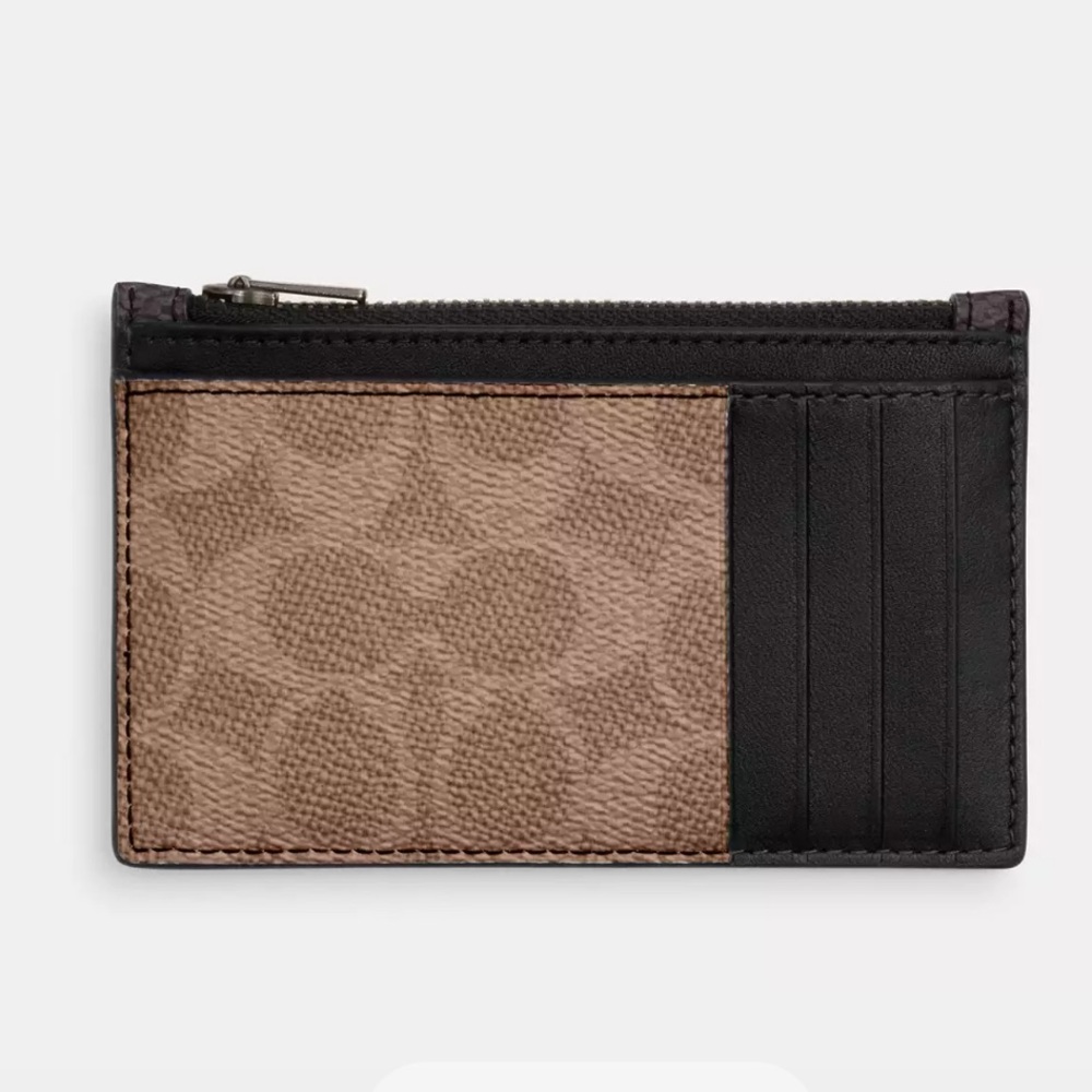 NWT COACH Zip Card Case In Blocked Signature Canvas